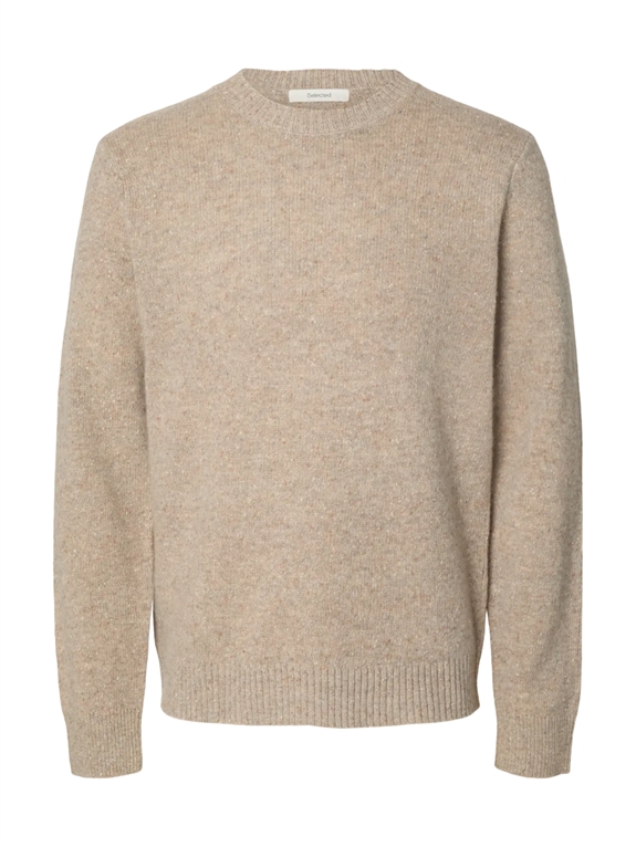 Selected Neil LS Knit REG Neps Crew Neck Knit - Oatmeal/Neps